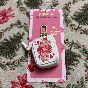 Piper K White Key & Card Holder with Red Accents